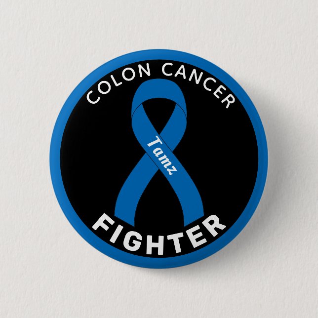 Colon Cancer Fighter Ribbon Black Button (Front)