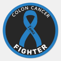 Colon Cancer Fighter Ribbon Black Round Sticker
