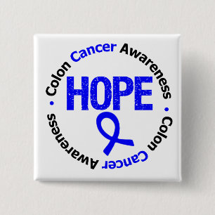 Colon Cancer Hope 15 Cm Square Badge