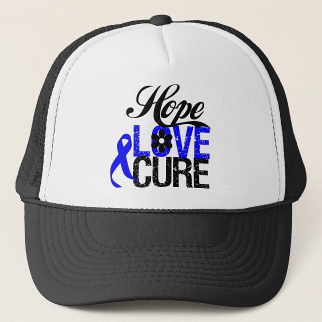 COLON CANCER Hope Love Cure Gifts Trucker Hat (Front)