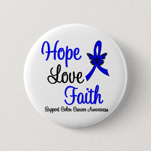 Colon Cancer Hope Love Faith Ribbon 6 Cm Round Badge