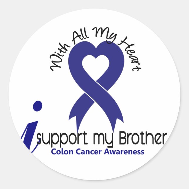 Colon Cancer I Support My Brother Classic Round Sticker (Front)