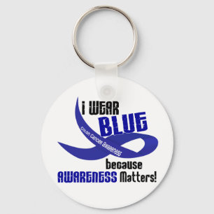 COLON CANCER I Wear Blue For Awareness 33 Key Ring