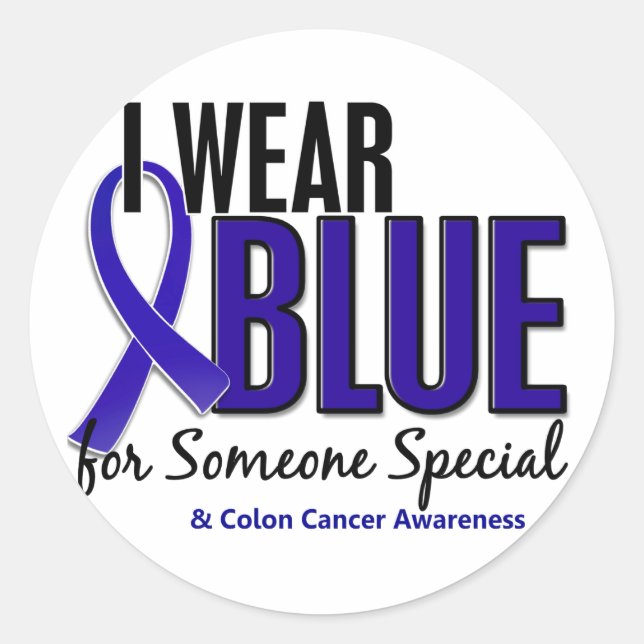 Colon Cancer I Wear Blue For Someone Special 10 Classic Round Sticker (Front)
