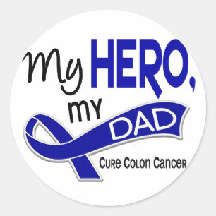 Colon Cancer MY HERO MY DAD 42 Classic Round Sticker