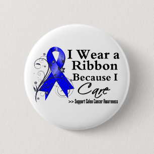Colon Cancer Ribbon Because I Care 6 Cm Round Badge
