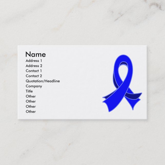 Colon Cancer Stylish Blue Ribbon Business Card (Front)