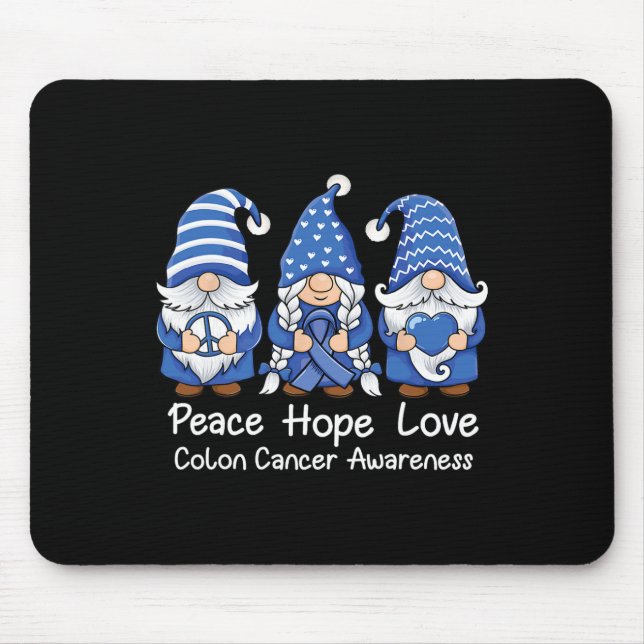 Colon Cancer Support Gnomes With Ribbon Colourecta Mouse Pad (Front)
