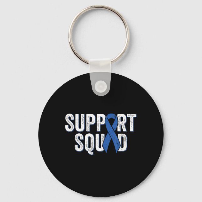 Colon Cancer Support Squad Blue Colourectal Key Ring (Front)