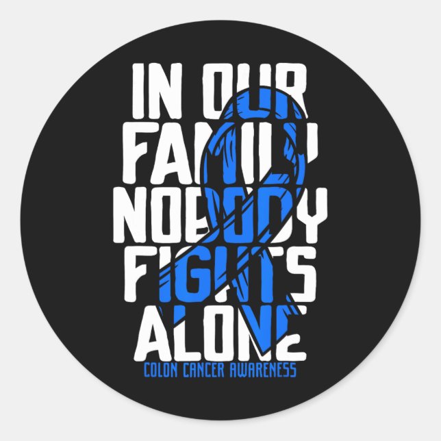 Colon Cancer Support Tee Family Blue Colon Cancer  Classic Round Sticker (Front)