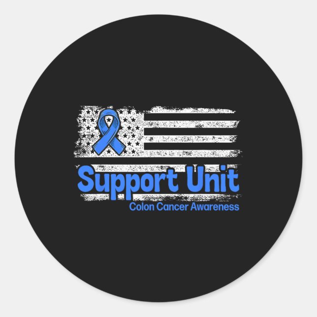 Colon Cancer Support Unit Flag Blue Colon Cancer A Classic Round Sticker (Front)