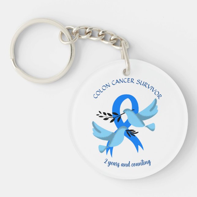 Colon Cancer Survivor 2 Years Gift Personalise Key Ring (Front)