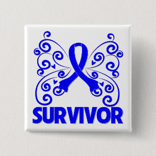 Colon Cancer Survivor Butterfly 15 Cm Square Badge
