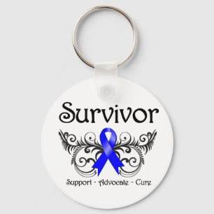 Colon Cancer Survivor Floral Deco Key Ring