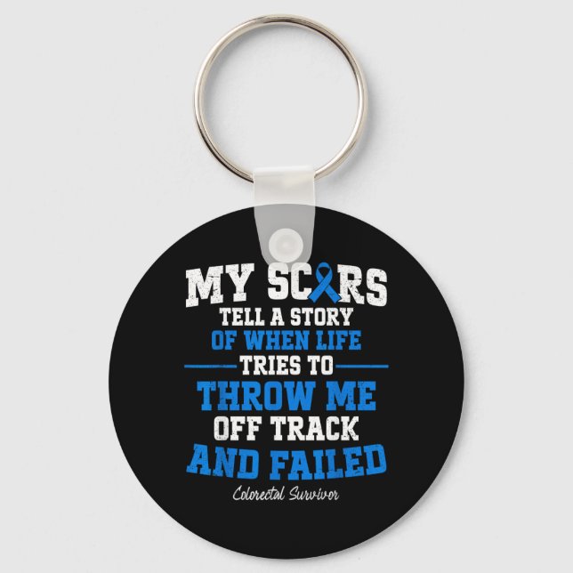Colon Cancer Warrior Colourectal CRC Key Ring (Front)