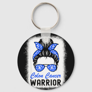 Colon cancer warrior crc colourectal cancer blue key ring