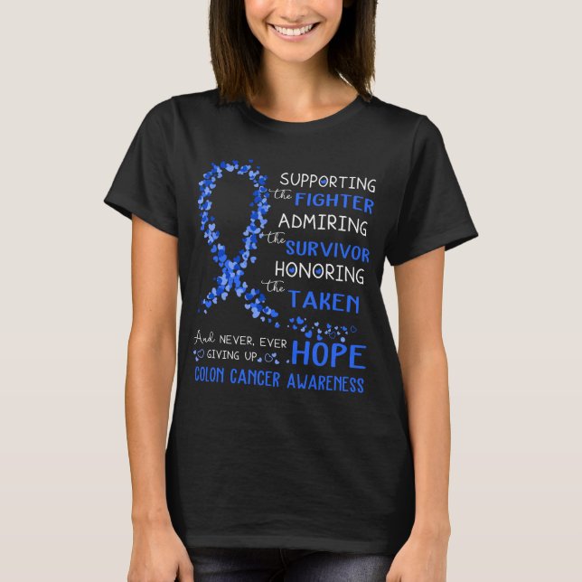 Colon Cancer Warrior Supporting Fighter T-Shirt (Front)