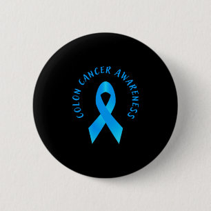 Colon colourectal cancer awareness blue march hear 6 cm round badge
