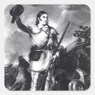 Colonel Davy Crockett Square Sticker