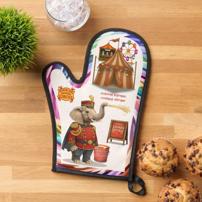 Colonel Klinger, custard slinger Oven Mitt (Top down)