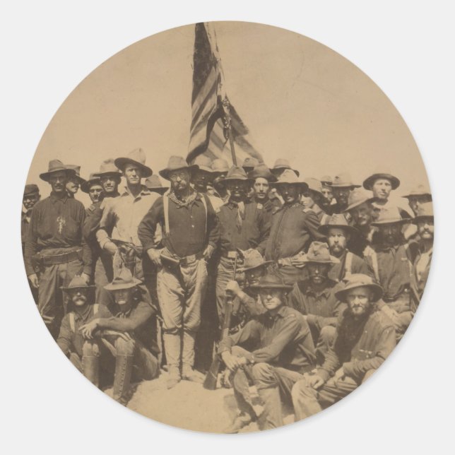 Colonel Roosevelt and his Rough Riders Classic Round Sticker (Front)