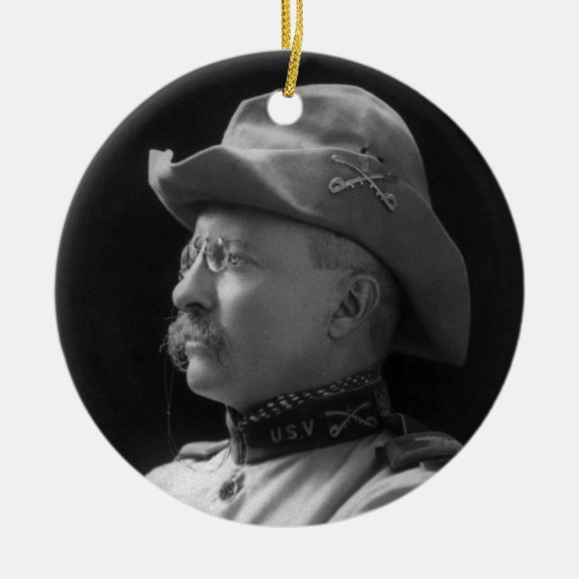 Colonel Theodore Roosevelt from 1898 Ceramic Tree Decoration (Front)