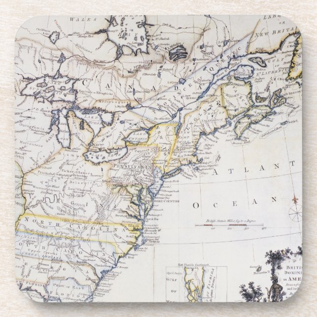 COLONIAL AMERICA: MAP, c1770 Coaster (Front)