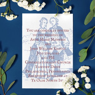 Colonial American Couple Wedding Invitation