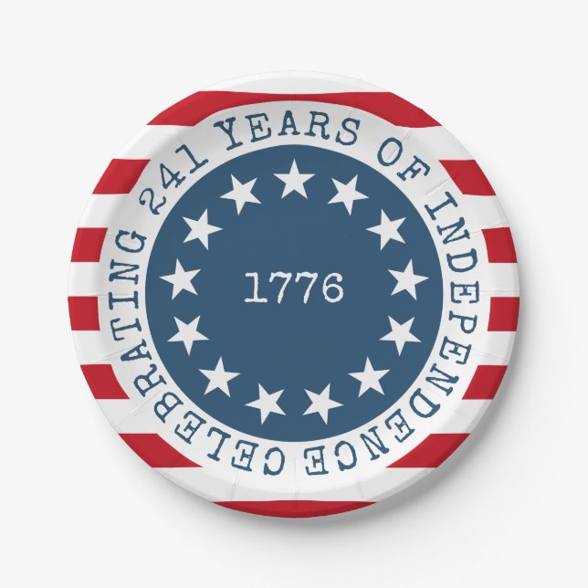 Colonial American Flag 1776 Patriotic Paper Plate (Front)