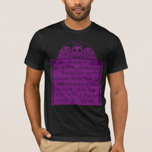 Colonial American Tombstone Skull Angel Bones T-Shirt