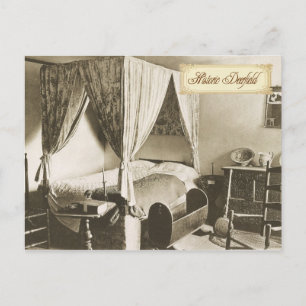 Colonial Bedroom in Historic Deerfield, MA Postcard