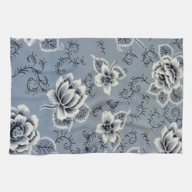 Colonial Blue Flower Pattern | Kitchen Towels (Horizontal)