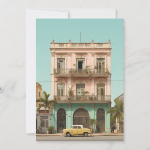Colonial Building Yellow Car Havana Cuba Invitation