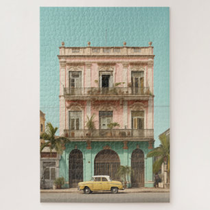 Colonial Building Yellow Car Havana Cuba Jigsaw Puzzle