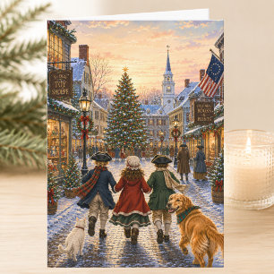 Colonial Christmas Village Merry Christmas Holiday Card