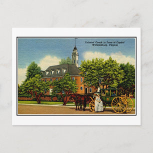 Colonial coach in front of capitol Williamsburg VA Postcard