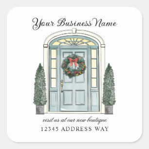 Colonial Door Christmas Boutique Square Sticker