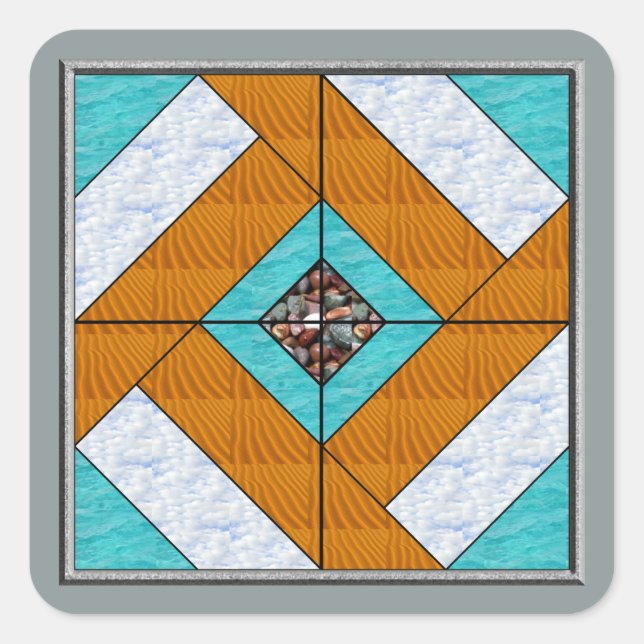 Colonial Pavement Water Sand Sky & Rocks Square Sticker (Front)