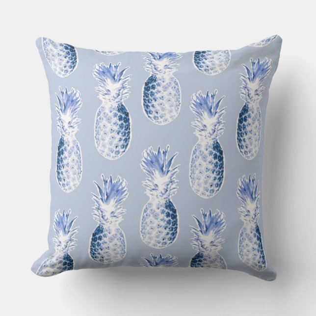Colonial Pineapples in Blue Outdoor Cushion (Front)
