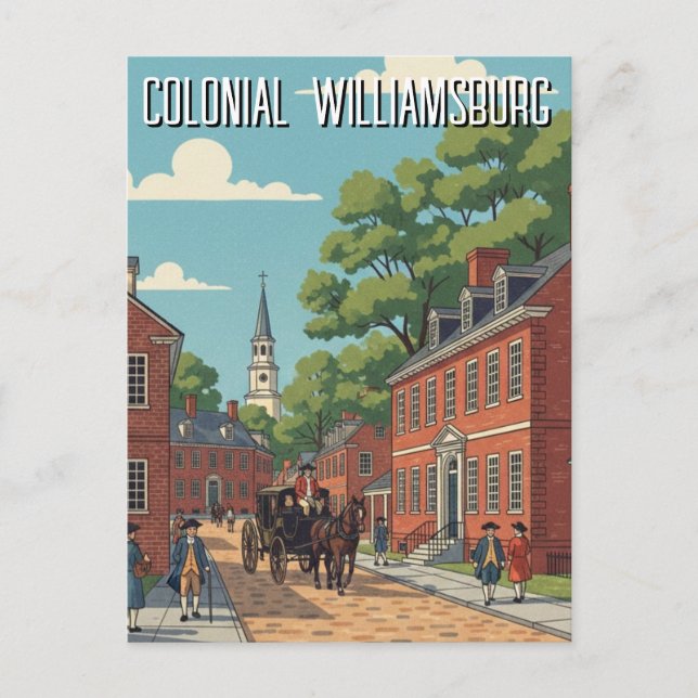 Colonial Williamsburg Virginia Travel Postcard (Front)
