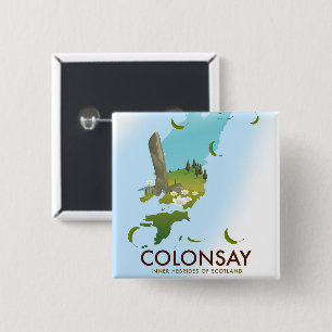 Colonsay Inner Hebrides of Scotland travel poster 15 Cm Square Badge