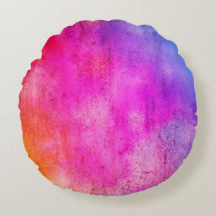 Color background. Grunge red blue and yellow paint Round Cushion