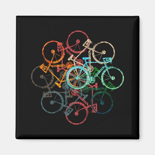 Color Bicycles Cycling Biking Black  Magnet (Front)