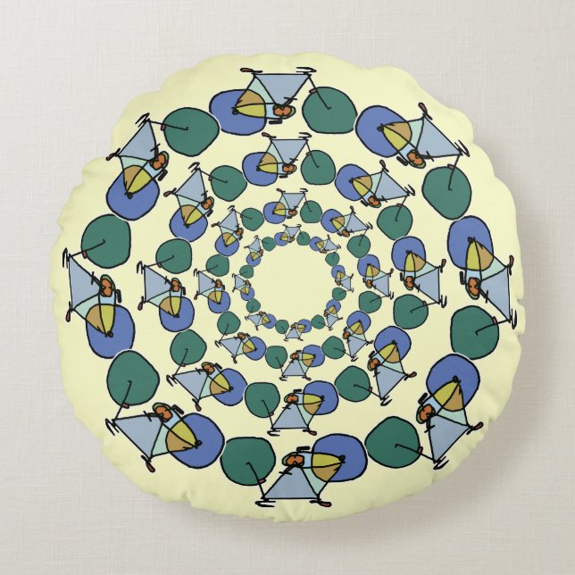 Color Bikes in Circles Round Cushion (Front)
