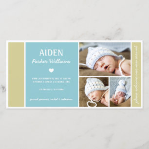 COLOR BLOCK   BABY BOY BIRTH ANNOUNCEMENT