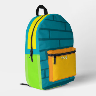 Color block Brick Pattern Colorful Back to School Printed Backpack