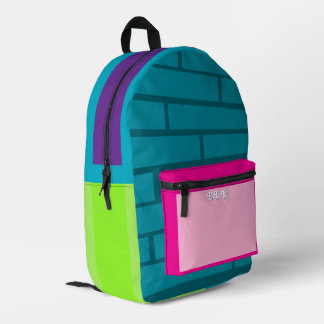 Color block Brick Pattern Colorful Back to School Printed Backpack