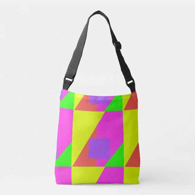 Color Block Bright Bold Retro Print Crossbody Bag (Front)