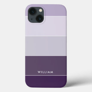 Color Block Horizontal Stripes Purple Grey iPhone 13 Case