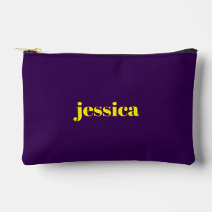 Color block minimalist custom name accessory pouch